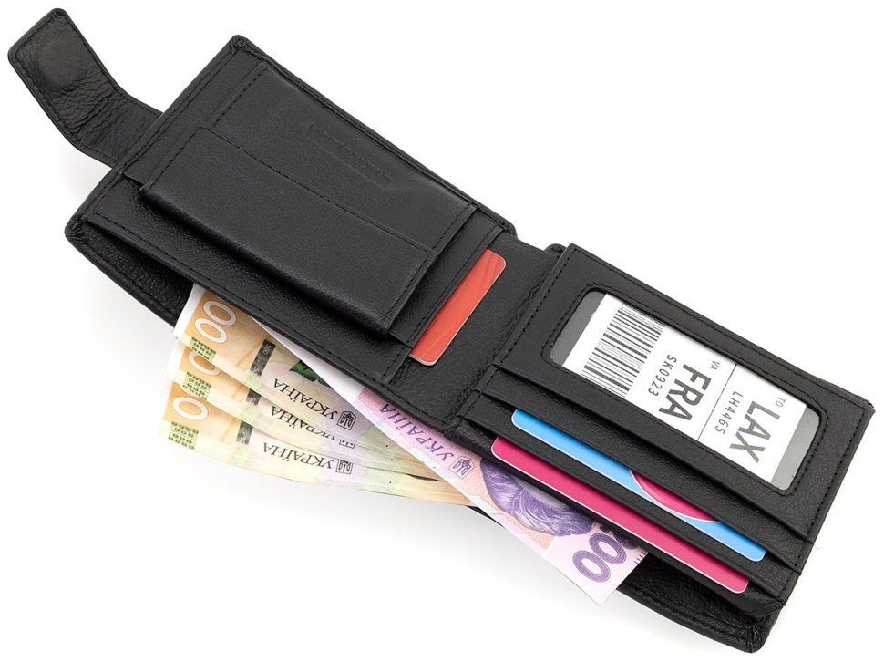 Портмоне шкіряне чоловіче на магніті MARCO COVERNA 90869 чорного кольору modnotak фото №4