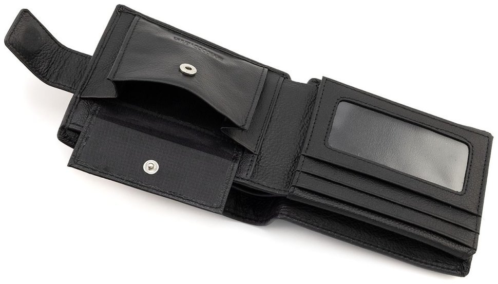 Портмоне шкіряне чоловіче на магніті MARCO COVERNA 90869 чорного кольору modnotak фото №5