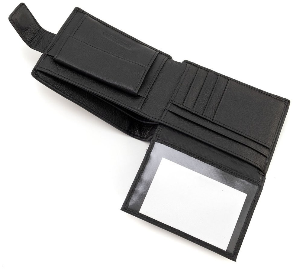 Портмоне шкіряне чоловіче на магніті MARCO COVERNA 90869 чорного кольору modnotak фото №6