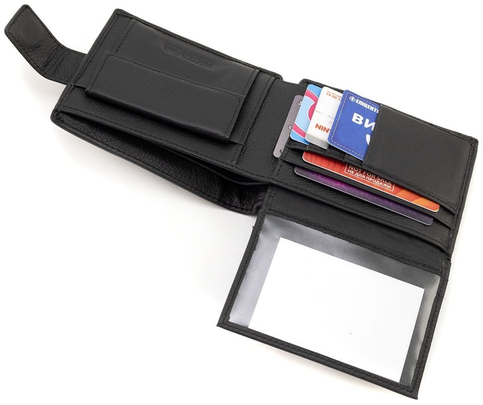 Портмоне шкіряне чоловіче на магніті MARCO COVERNA 90869 чорного кольору modnotak фото №7