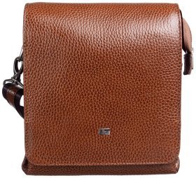 Рыжая мужская сумка через плечо из фактурной кожи с откидным клапаном DESISAN 80969