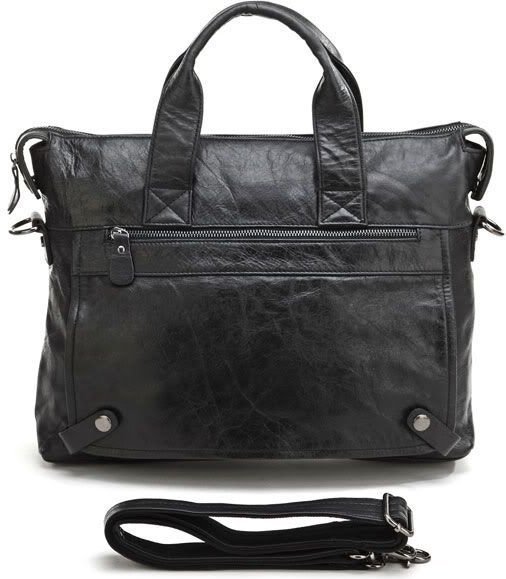 Чорна шкіряна чоловіча сумка з відділенням для ноутбука VINTAGE STYLE (14067)