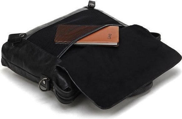 Черная кожаная мужская сумка с отделением для ноутбука VINTAGE STYLE (14067)