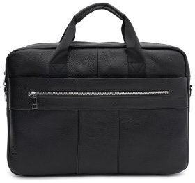 Черная мужская кожаная деловая сумка под ноутбук из натуральной кожи флотар Keizer 71669