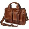 Деловая мужская сумка коричневого цвета из натуральной кожи в стиле винтаж VINTAGE STYLE (14517) - 1