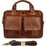 Деловая мужская сумка коричневого цвета из натуральной кожи в стиле винтаж VINTAGE STYLE (14517) - 2