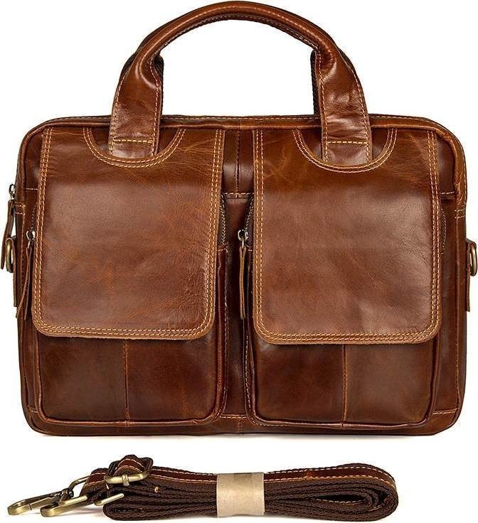 Ділова чоловіча сумка коричневого кольору з натуральної шкіри в стилі вінтаж VINTAGE STYLE (14517)