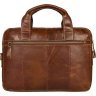 Деловая мужская сумка коричневого цвета из натуральной кожи в стиле винтаж VINTAGE STYLE (14517) - 3
