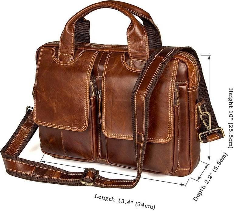 Деловая мужская сумка коричневого цвета из натуральной кожи в стиле винтаж VINTAGE STYLE (14517)
