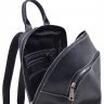 Женский черный кожаный рюкзак с белой строчкой TARWA (19793) - 2