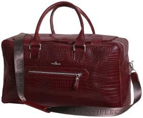 Дорожная кожаная сумка коричневого цвета под рептилию Vip Collection 102369