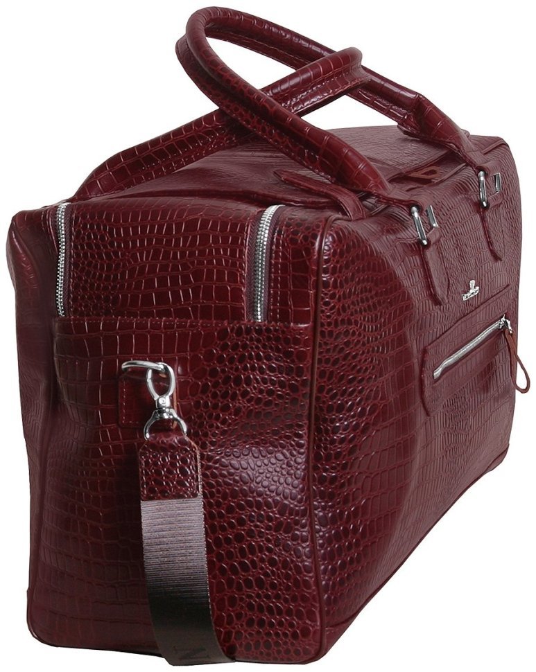 Дорожная кожаная сумка коричневого цвета под рептилию Vip Collection 102369 фото №3 Дорожная кожаная сумка коричневого цвета под рептилию Vip Collection 102369 modnotak фото №3