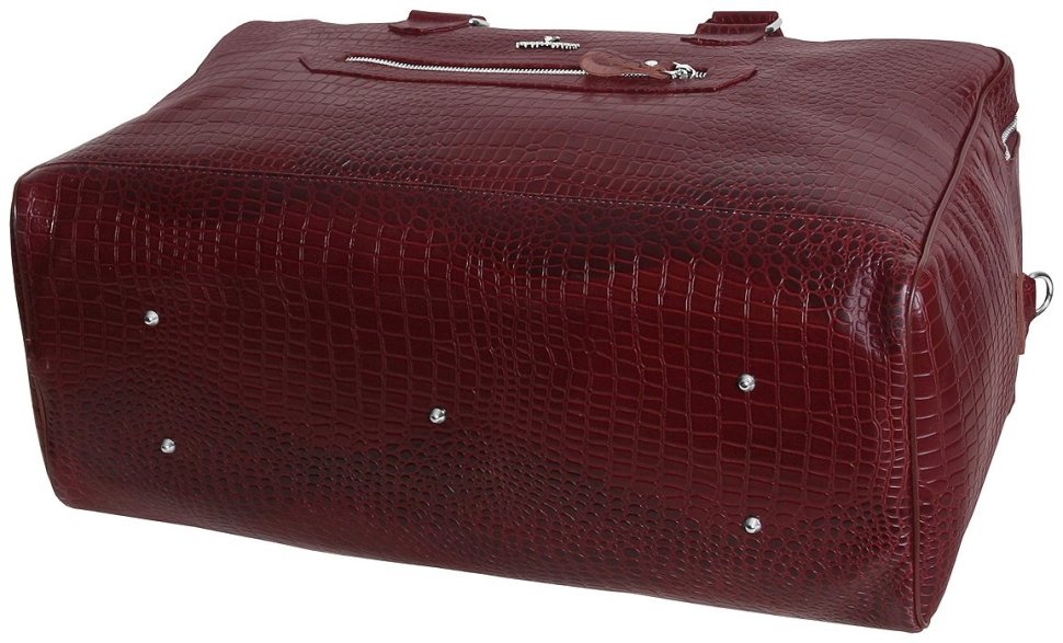 Дорожная кожаная сумка коричневого цвета под рептилию Vip Collection 102369 фото №4 Дорожная кожаная сумка коричневого цвета под рептилию Vip Collection 102369 modnotak фото №4