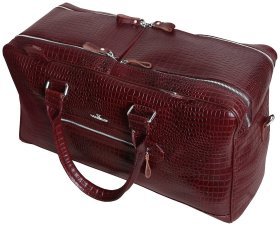 Дорожная кожаная сумка коричневого цвета под рептилию Vip Collection 102369