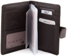 Коричневая обложка для документов из натуральной кожи с фиксацией KARYA (438-39)