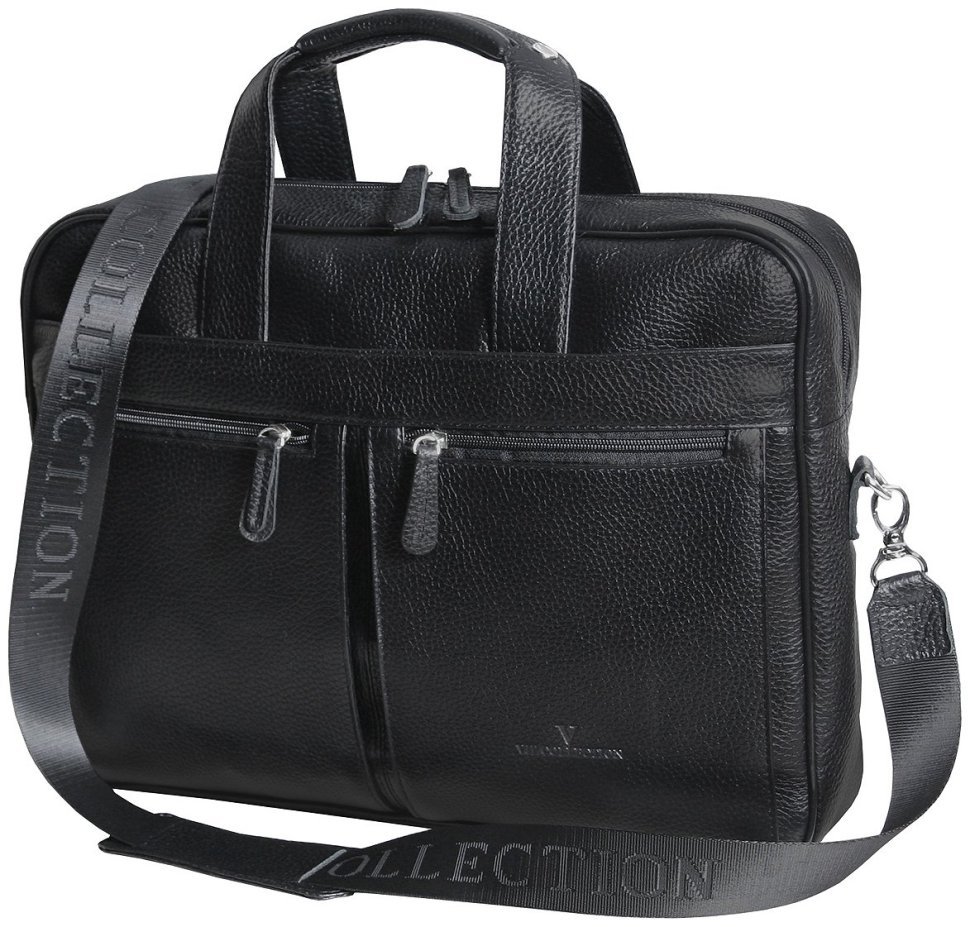 Черная сумка под ноутбук 15.6 дюймов из кожи флотар Vip Collection 102669 modnotak фото №1