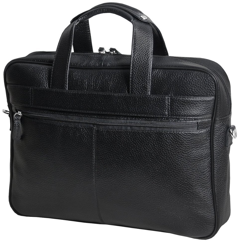 Черная сумка под ноутбук 15.6 дюймов из кожи флотар Vip Collection 102669 modnotak фото №2