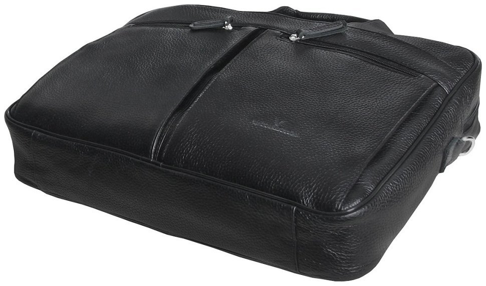 Черная сумка под ноутбук 15.6 дюймов из кожи флотар Vip Collection 102669 modnotak фото №3