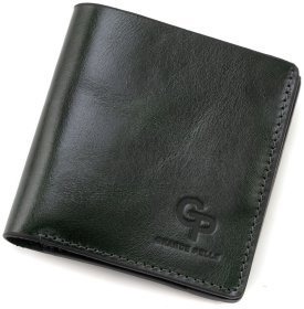 Портмоне маленького розміру з натуральної шкіри Алькор Grande Pelle 82769 зеленого кольору