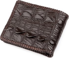 Портмоне коричневое из натуральной кожи крокодила CROCODILE LEATHER (18238)
