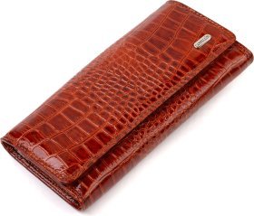 Жіночий лакований гаманець з натуральної шкіри з тисненням під крокодила CANPELLINI (2421705)