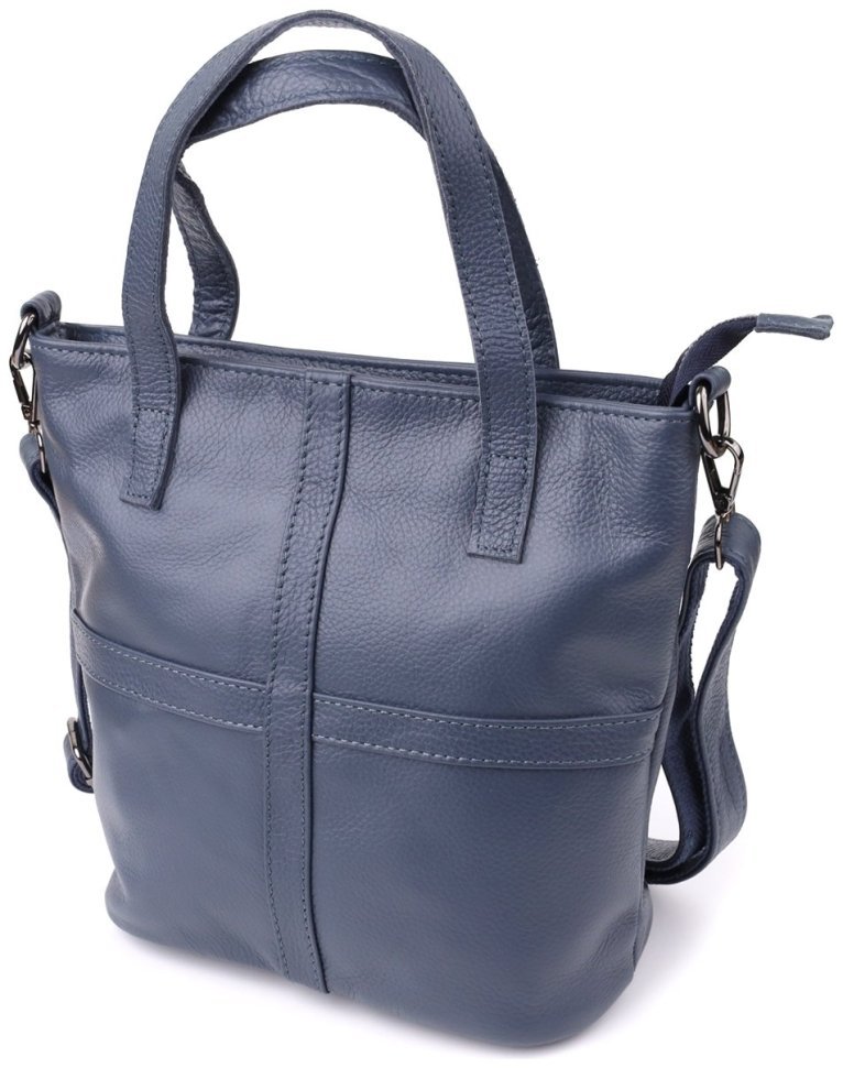 Вместительная женская сумка из фактурной кожи с ручками для носки Vintage 103169 синего цвета фото №1 Вместительная женская сумка из фактурной кожи с ручками для носки Vintage 103169 синего цвета modnotak фото №1
