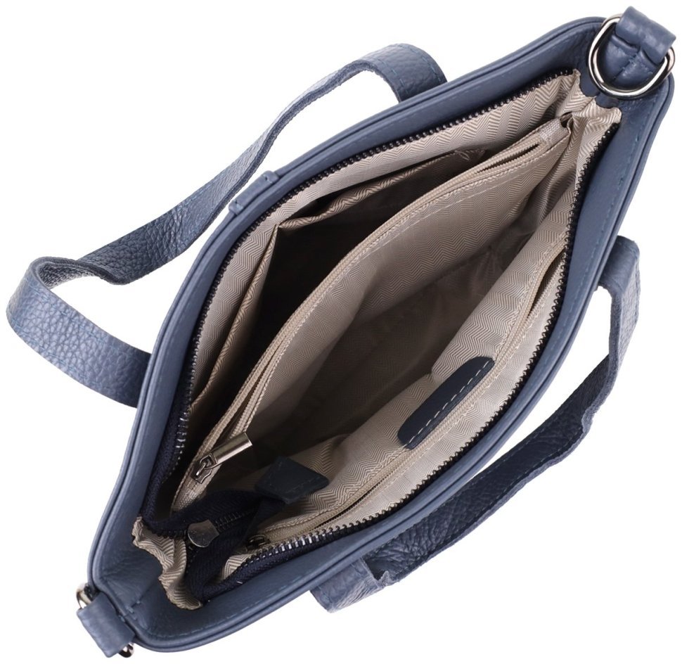 Вместительная женская сумка из фактурной кожи с ручками для носки Vintage 103169 синего цвета фото №6 Вместительная женская сумка из фактурной кожи с ручками для носки Vintage 103169 синего цвета modnotak фото №6