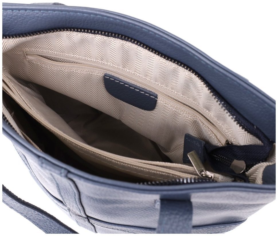 Вместительная женская сумка из фактурной кожи с ручками для носки Vintage 103169 синего цвета фото №7 Вместительная женская сумка из фактурной кожи с ручками для носки Vintage 103169 синего цвета modnotak фото №7