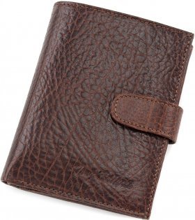 Чоловіче портмоне темно-коричневого кольору з фактурної шкіри Tony Bellucci (10725)