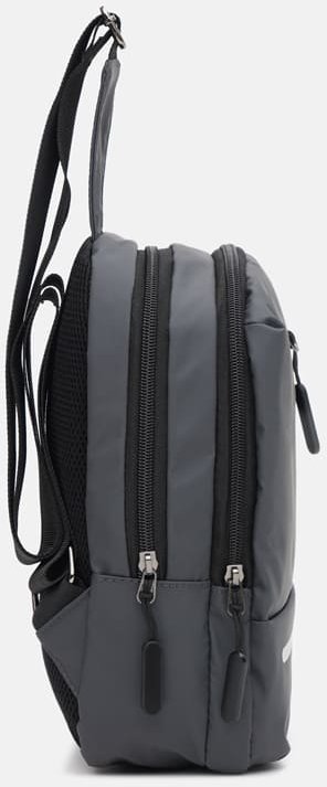 Серая вертикальная мужская сумка-слинг из текстиля Monsen (22127)