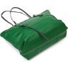 Женская вместительная сумка зеленого цвета из натуральной кожи с ручками Vintage (2422119) - 3