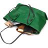 Жіноча містка сумка зеленого кольору з натуральної шкіри з ручками Vintage (2422119) - 7