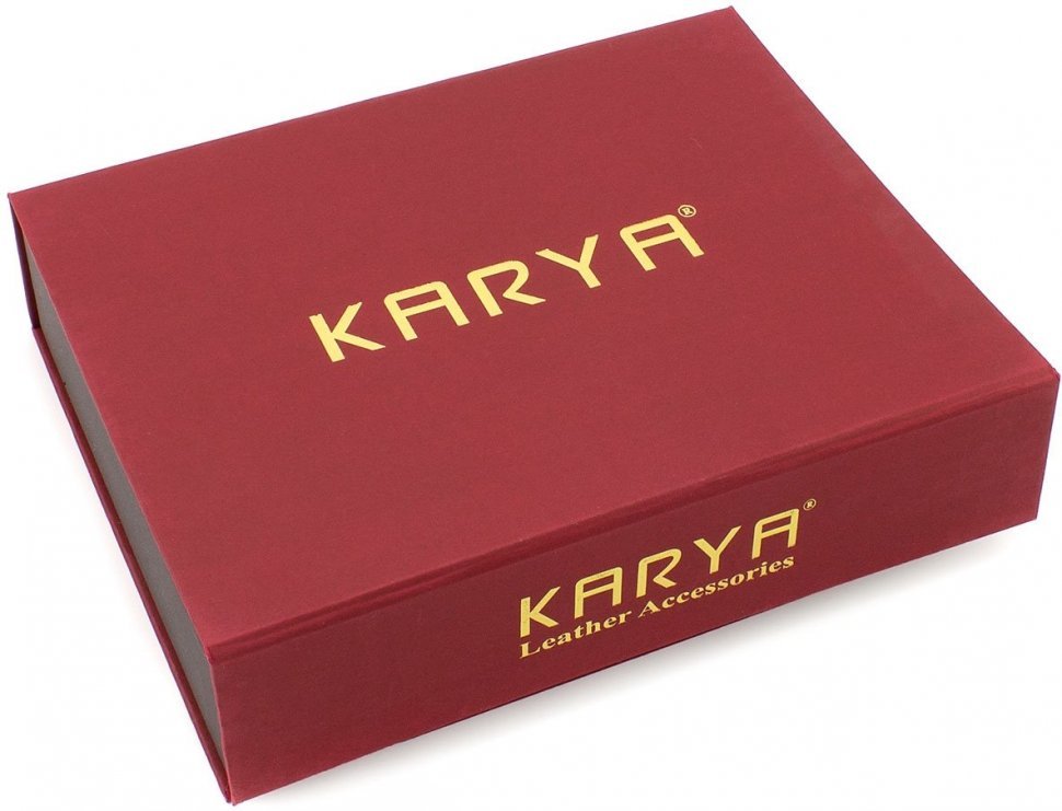 Подарунковий жіночий набір червоного кольору з лакової шкіри (гаманець та картхолдер) KARYA (19851)