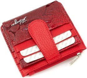 Подарунковий жіночий набір червоного кольору з лакової шкіри (гаманець та картхолдер) KARYA (19851)