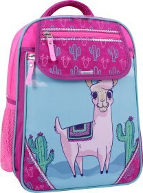 Малиновий шкільний рюкзак для дівчаток із текстилю з ламою Bagland (53769)