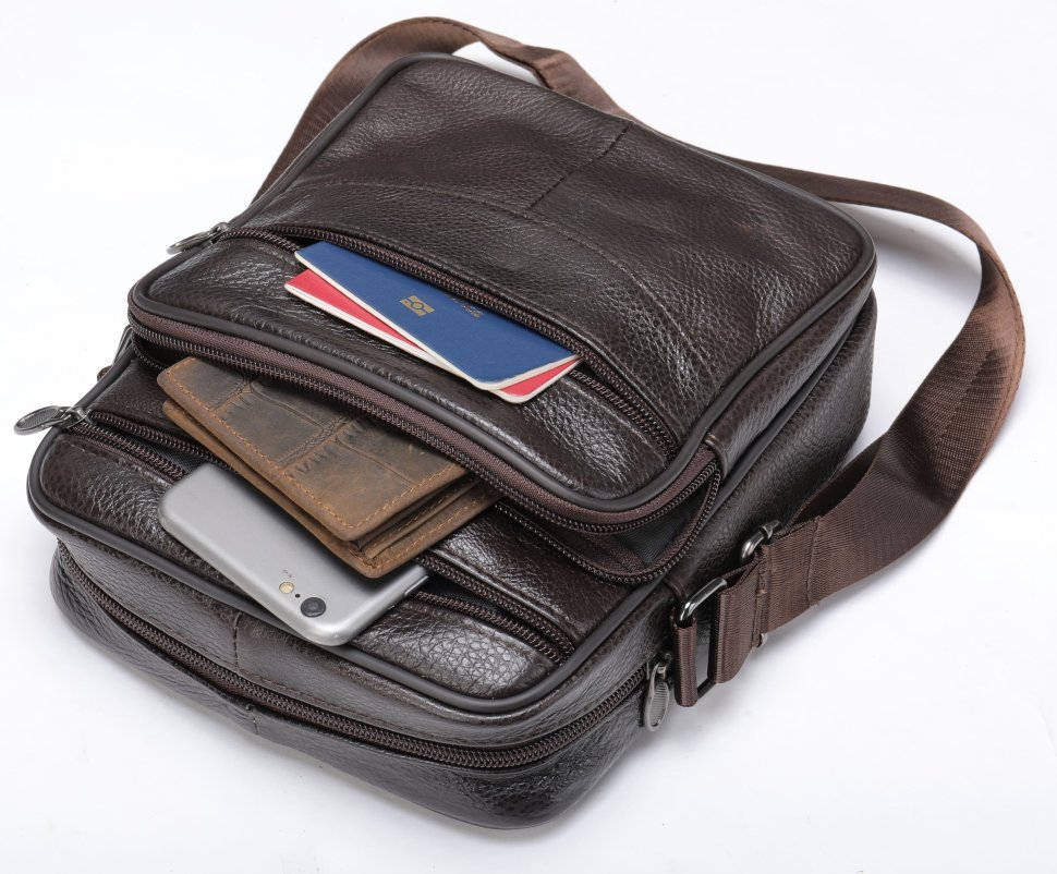 Кожаная мужская сумка-планшет среднего размера в темно-коричневом цвете Vintage (20346)