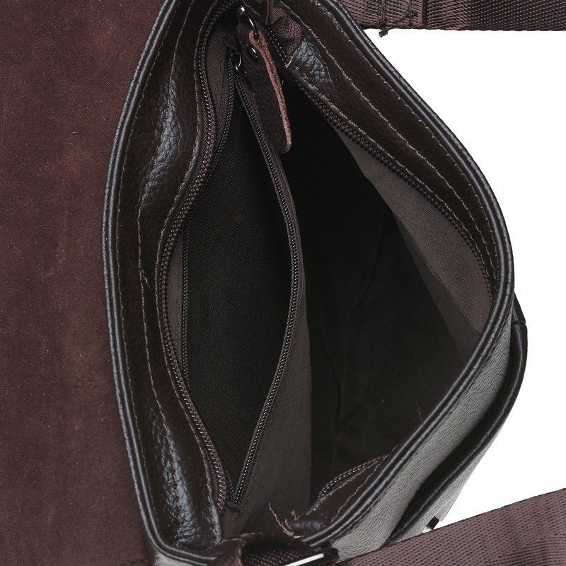 Повседневная мужская сумка на плечо из натуральной кожи коричневого цвета Borsa Leather (21921)