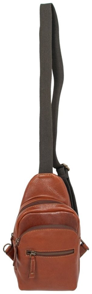 Вместительная мужская сумка слинг из натуральной гладкой кожи коричневого цвета Ashwood 94169 (Великобритания) modnotak фото №6