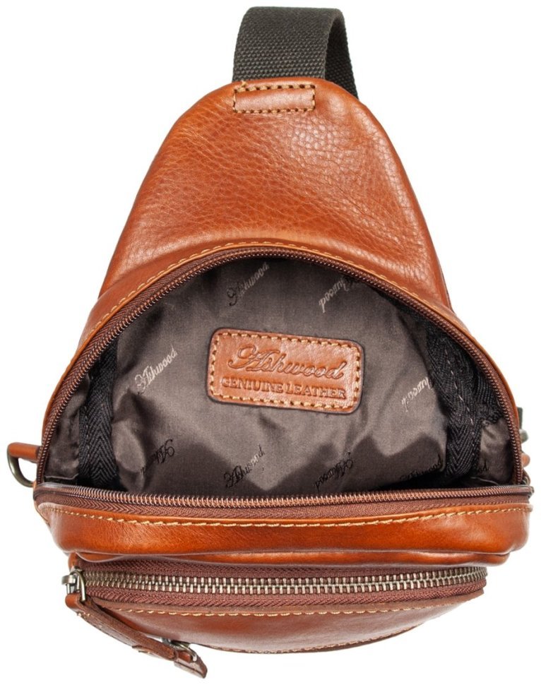 Вместительная мужская сумка слинг из натуральной гладкой кожи коричневого цвета Ashwood 94169 (Великобритания) modnotak фото №7