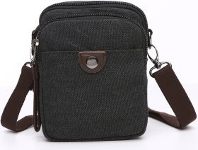 Чорна текстильна барсетка з блискавичною застібкою Vintage (20082)