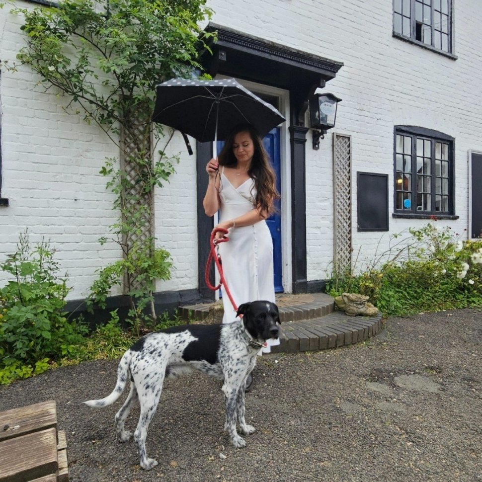 Женский складной зонт Fulton L501-041628 Tiny-2 Smiley Spot (Компактный, черный с принтом смайликов, механика) 94369 modnotak фото №4