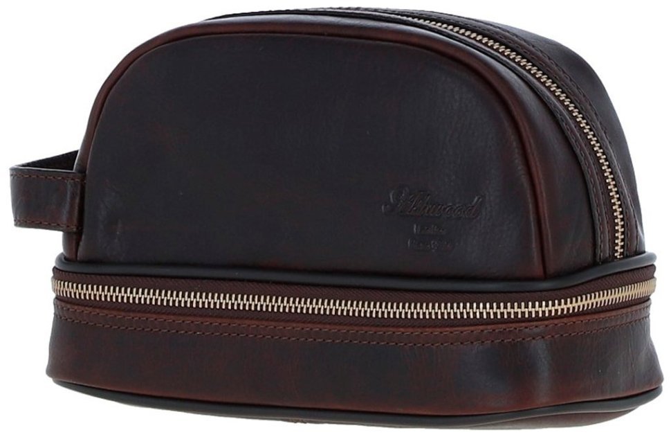 Несессер из натуральной кожи коричневого цвета с ручкой на кисть Ashwood PL41 94469 modnotak фото №2