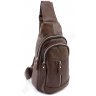 Шкіряний міні рюкзак через плече коричневого кольору Leather Collection (11521) - 1