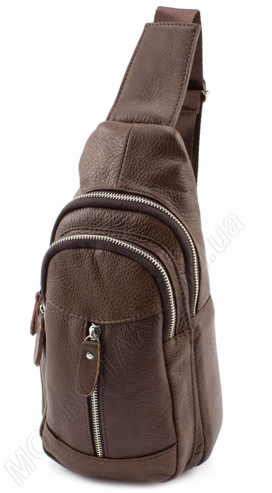 Шкіряний міні рюкзак через плече коричневого кольору Leather Collection (11521)