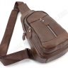 Шкіряний міні рюкзак через плече коричневого кольору Leather Collection (11521) - 5