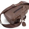 Шкіряний міні рюкзак через плече коричневого кольору Leather Collection (11521) - 6