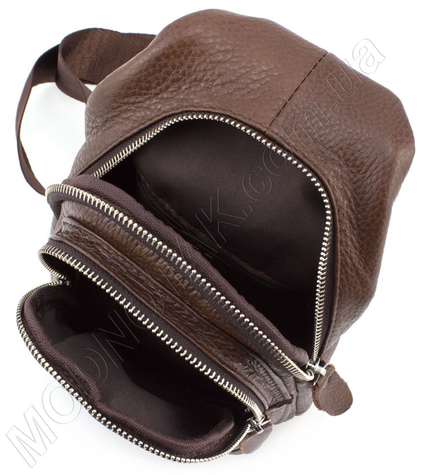 Кожаный мини рюкзак через плечо коричневого цвета Leather Collection (11521)