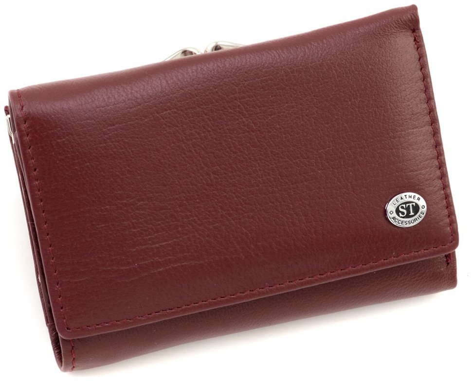 Женский кожаный кошелек небольшого размера ST Leather 94569 бордовый modnotak фото №3