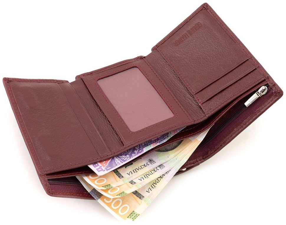 Женский кожаный кошелек небольшого размера ST Leather 94569 бордовый modnotak фото №7