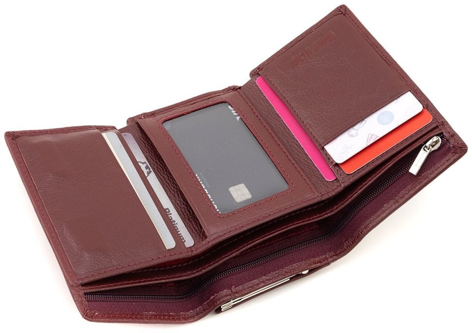 Женский кожаный кошелек небольшого размера ST Leather 94569 бордовый modnotak фото №8